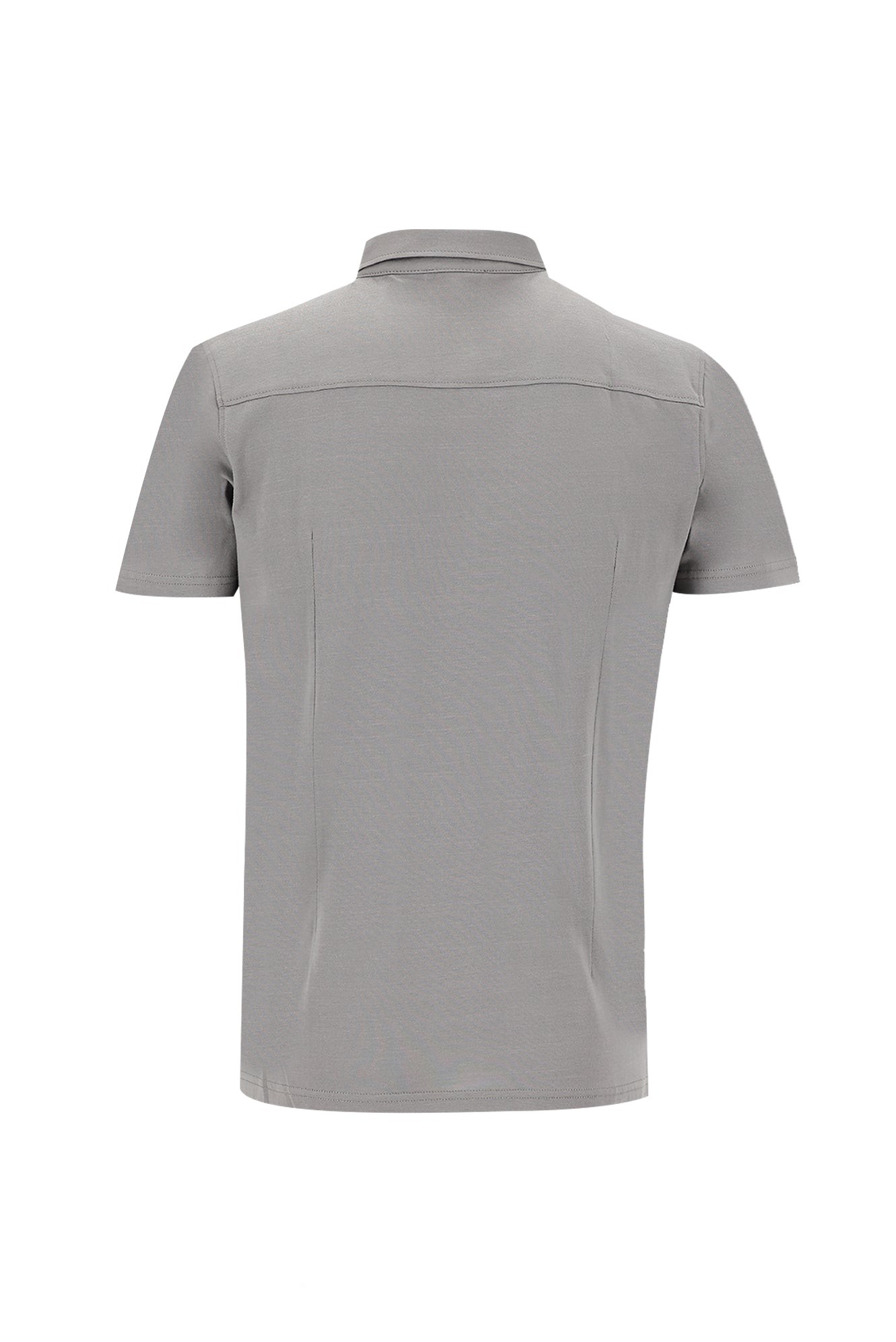 Orta Gri Polo Yaka Slim Fit Dar Kesim Pamuk T-shirt