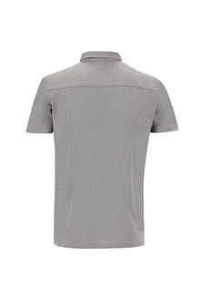 Orta Gri Polo Yaka Slim Fit Dar Kesim Pamuk T-shirt