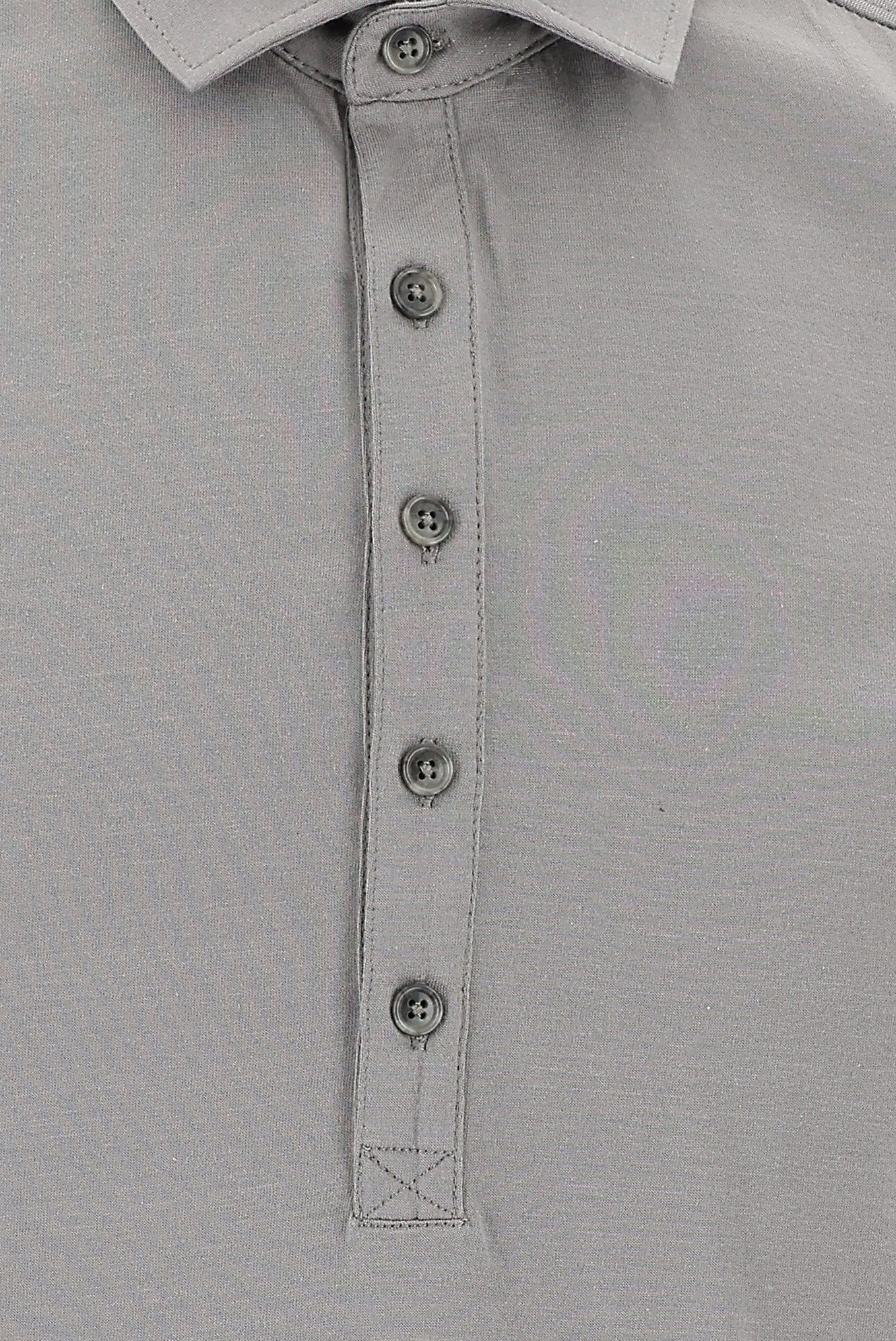 Orta Gri Polo Yaka Slim Fit Dar Kesim Pamuk T-shirt