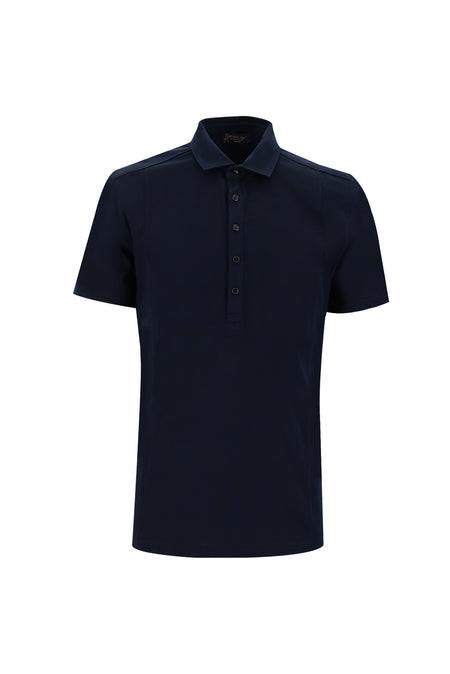 Siyah Lacivert Polo Yaka Slim Fit Dar Kesim Pamuk T-shirt