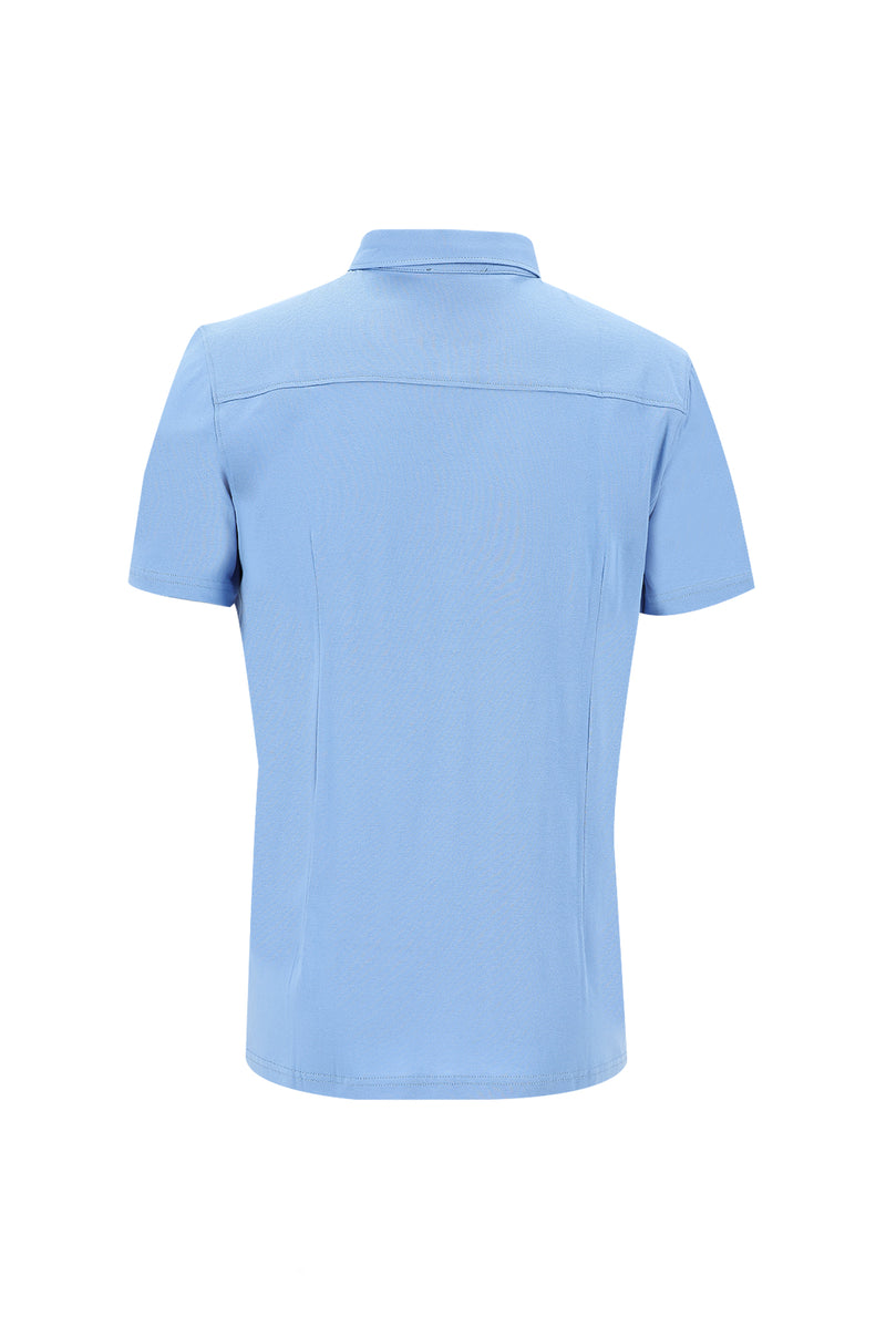 Gök Mavisi Polo Yaka Slim Fit Dar Kesim Pamuk T-shirt