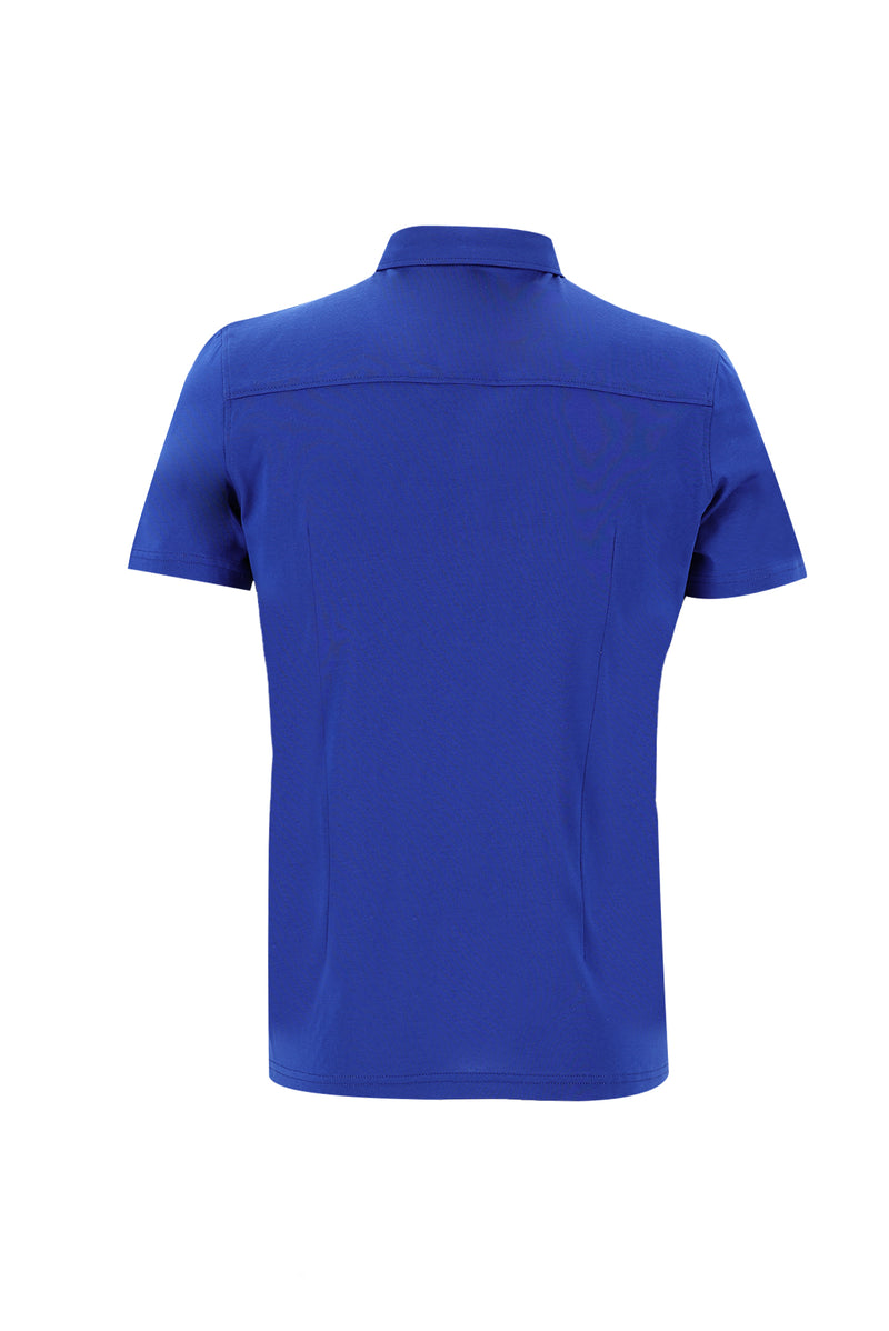 Koyu Mavi  Polo Yaka Slim Fit Dar Kesim Pamuk T-shirt