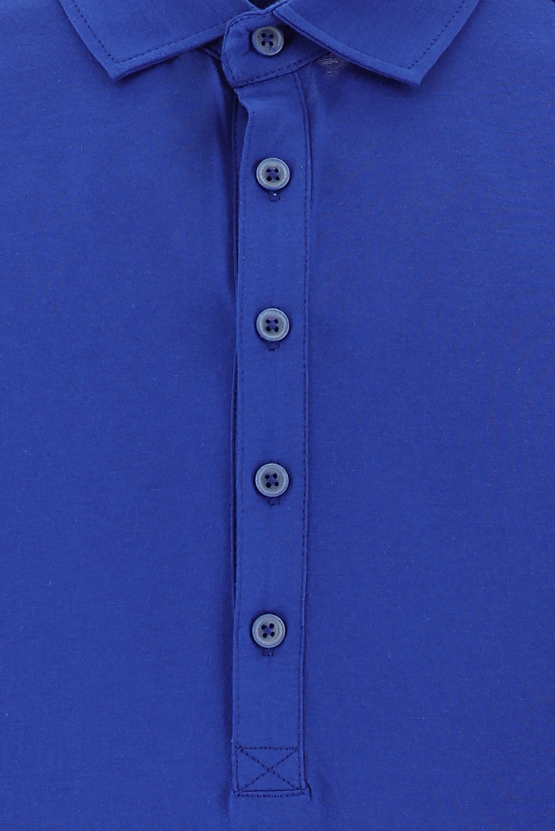 Koyu Mavi  Polo Yaka Slim Fit Dar Kesim Pamuk T-shirt