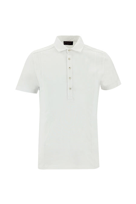 Beyaz Polo Yaka Slim Fit Dar Kesim Pamuk T-shirt