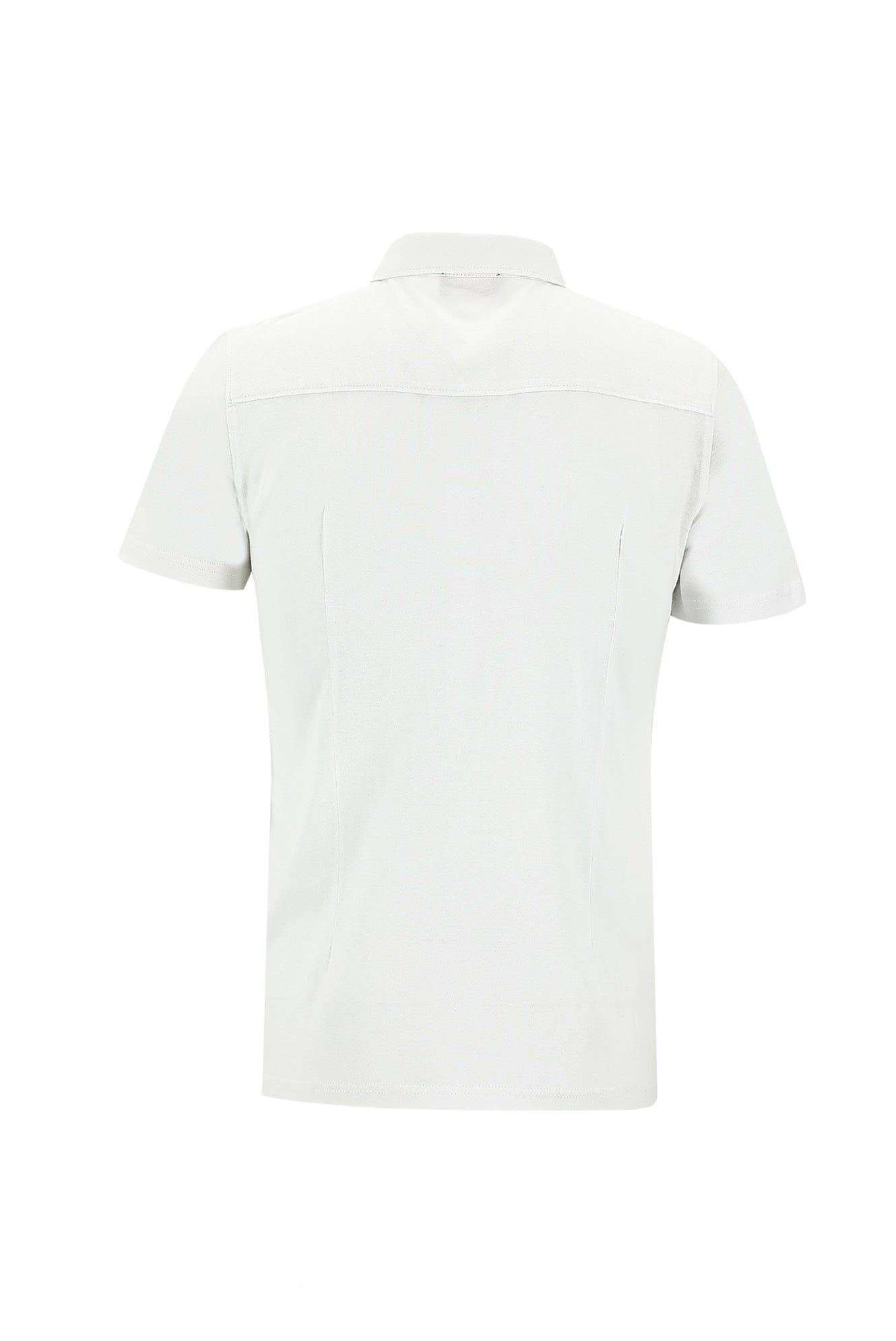 Beyaz Polo Yaka Slim Fit Dar Kesim Pamuk T-shirt