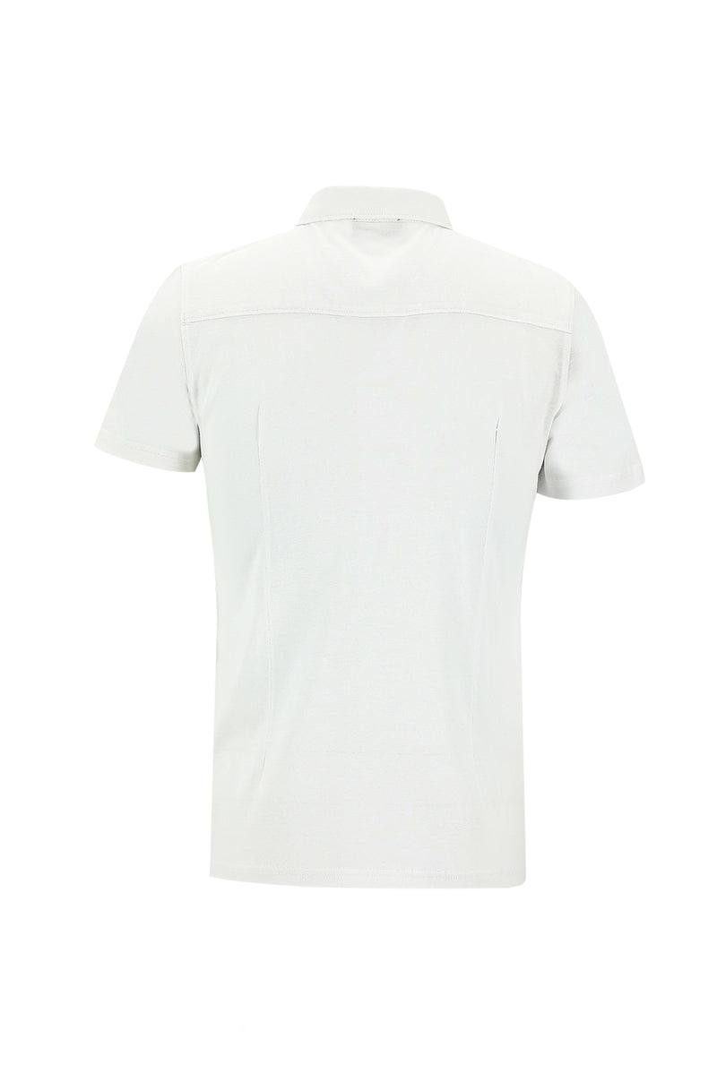 Beyaz Polo Yaka Slim Fit Dar Kesim Pamuk T-shirt