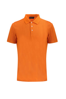 Orta Turuncu Polo Yaka Slim Fit Dar Kesim Pamuklu T-shirt