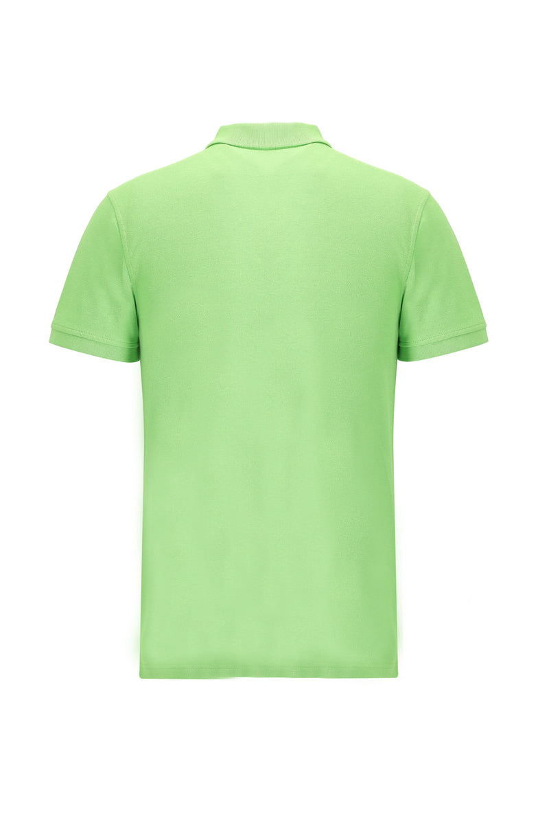 Çimen Yeşili Polo Yaka Slim Fit Dar Kesim Pamuklu T-shirt