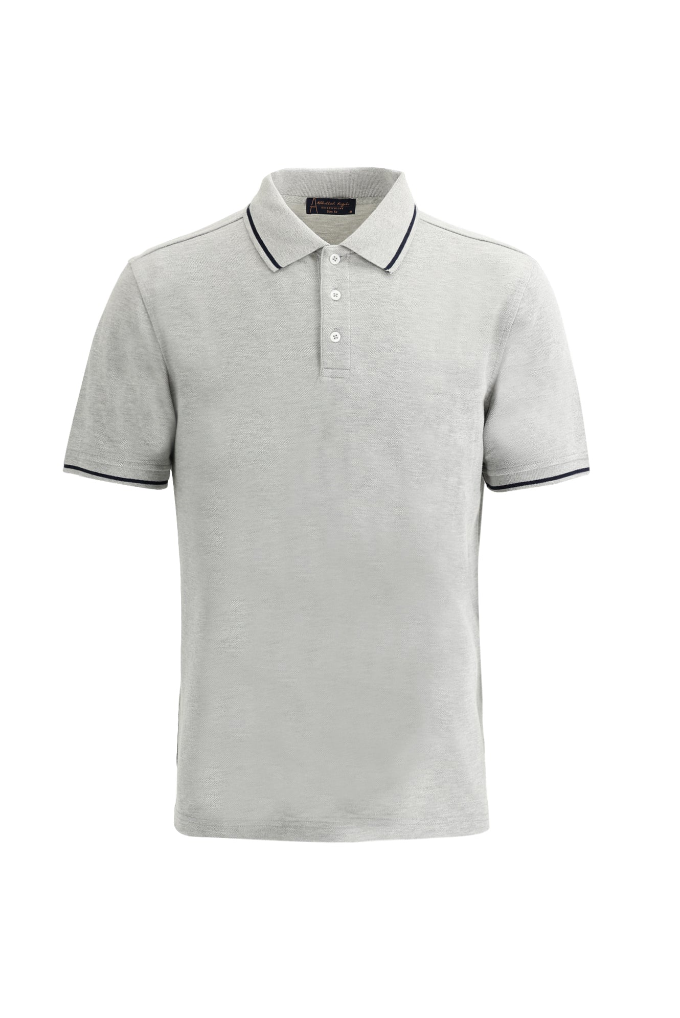 Orta Gri Polo Yaka Slim Fit Dar Kesim T-shirt