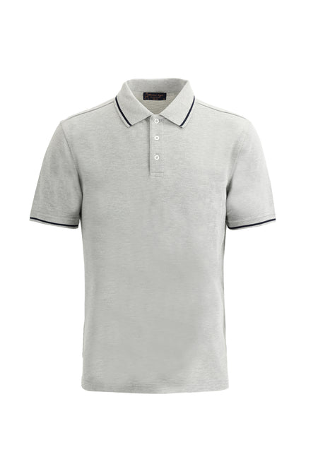 Orta Gri Polo Yaka Slim Fit Dar Kesim T-shirt