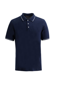 Orta Lacivert Polo Yaka Slim Fit Dar Kesim T-shirt