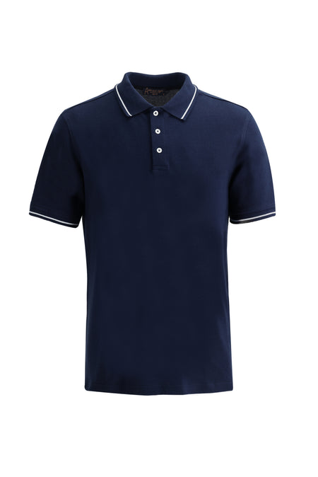 Orta Lacivert Polo Yaka Slim Fit Dar Kesim T-shirt