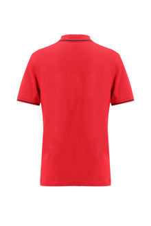 Aç?k K?rm?z? Polo Yaka Slim Fit Dar Kesim Pamuklu T-shirt-Abdullah Ki??l?