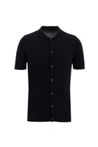 Siyah Polo Yaka Slim Fit Dar Kesim Düğmeli T-shirt