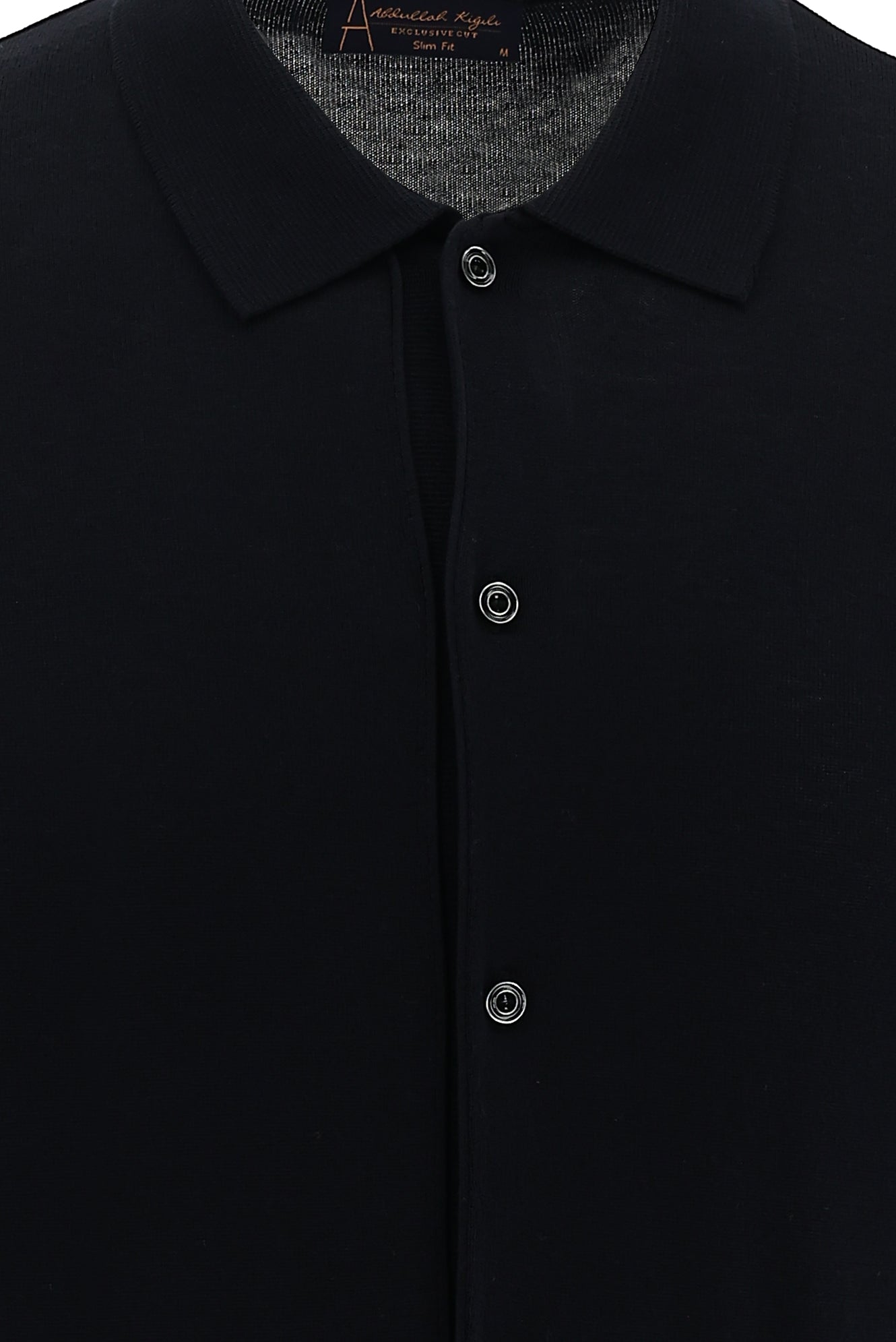 Siyah Polo Yaka Slim Fit Dar Kesim Düğmeli T-shirt
