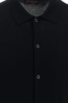 Siyah Polo Yaka Slim Fit Dar Kesim Düğmeli T-shirt