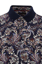 Orta Lacivert Polo Yaka Slim Fit Dar Kesim Bask?l? Pamuk T-shirt-Abdullah Ki??l?