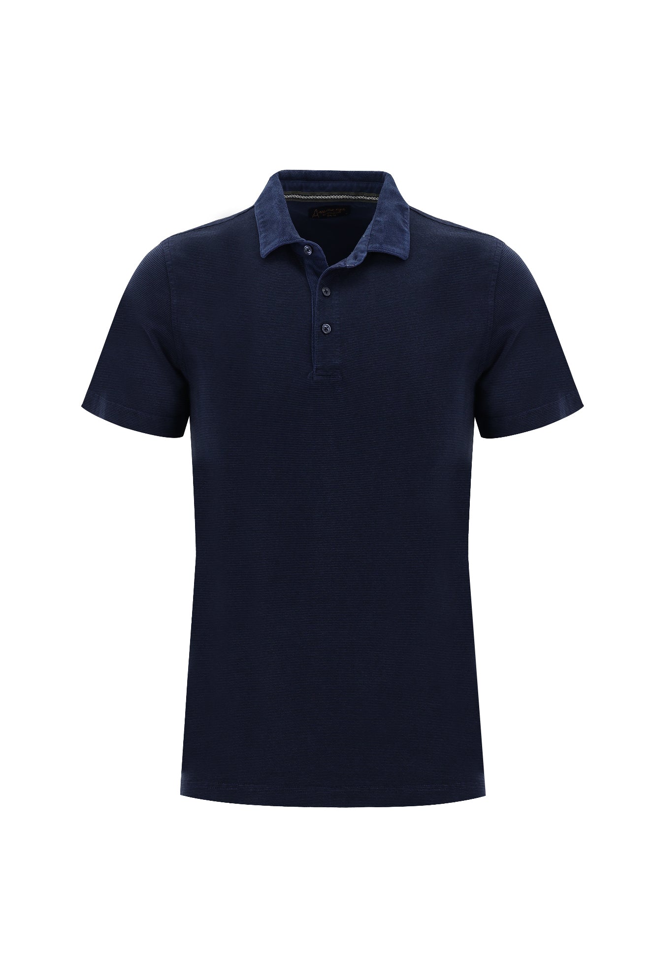 Açık Lacivert Polo Yaka Slim Fit Dar Kesim Desenli Pamuk T-shirt