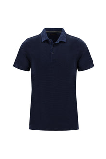 Açık Lacivert Polo Yaka Slim Fit Dar Kesim Desenli Pamuk T-shirt