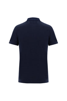 Açık Lacivert Polo Yaka Slim Fit Dar Kesim Desenli Pamuk T-shirt