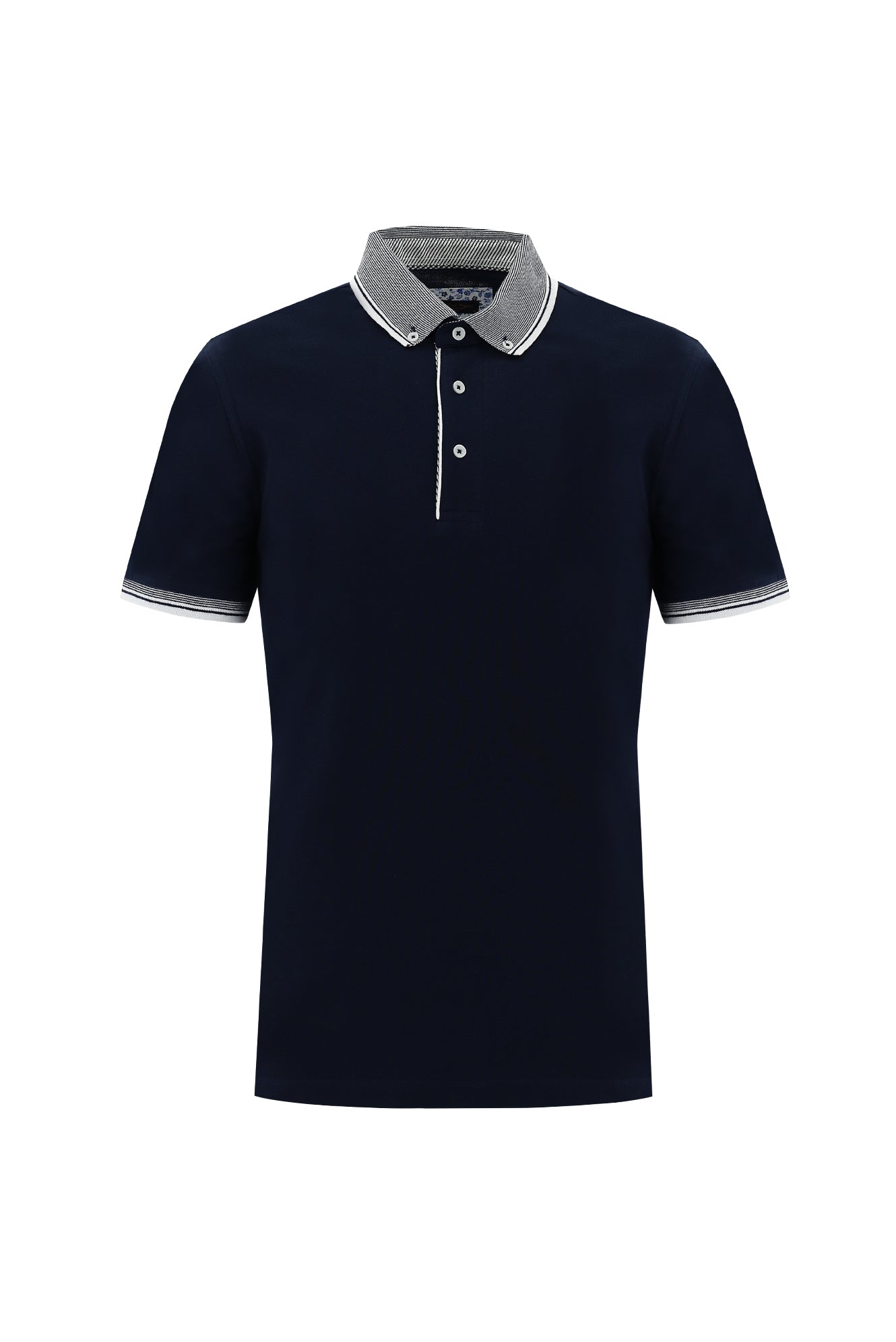 Koyu Lacivert Polo Yaka Slim Fit Dar Kesim Pamuk T-shirt
