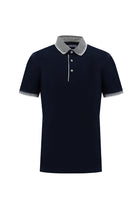 Koyu Lacivert Polo Yaka Slim Fit Dar Kesim Pamuk T-shirt
