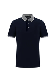 Koyu Lacivert Polo Yaka Slim Fit Dar Kesim Pamuk T-shirt