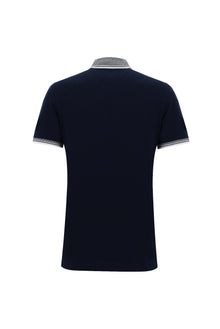 Koyu Lacivert Polo Yaka Slim Fit Dar Kesim Pamuk T-shirt