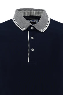 Koyu Lacivert Polo Yaka Slim Fit Dar Kesim Pamuk T-shirt