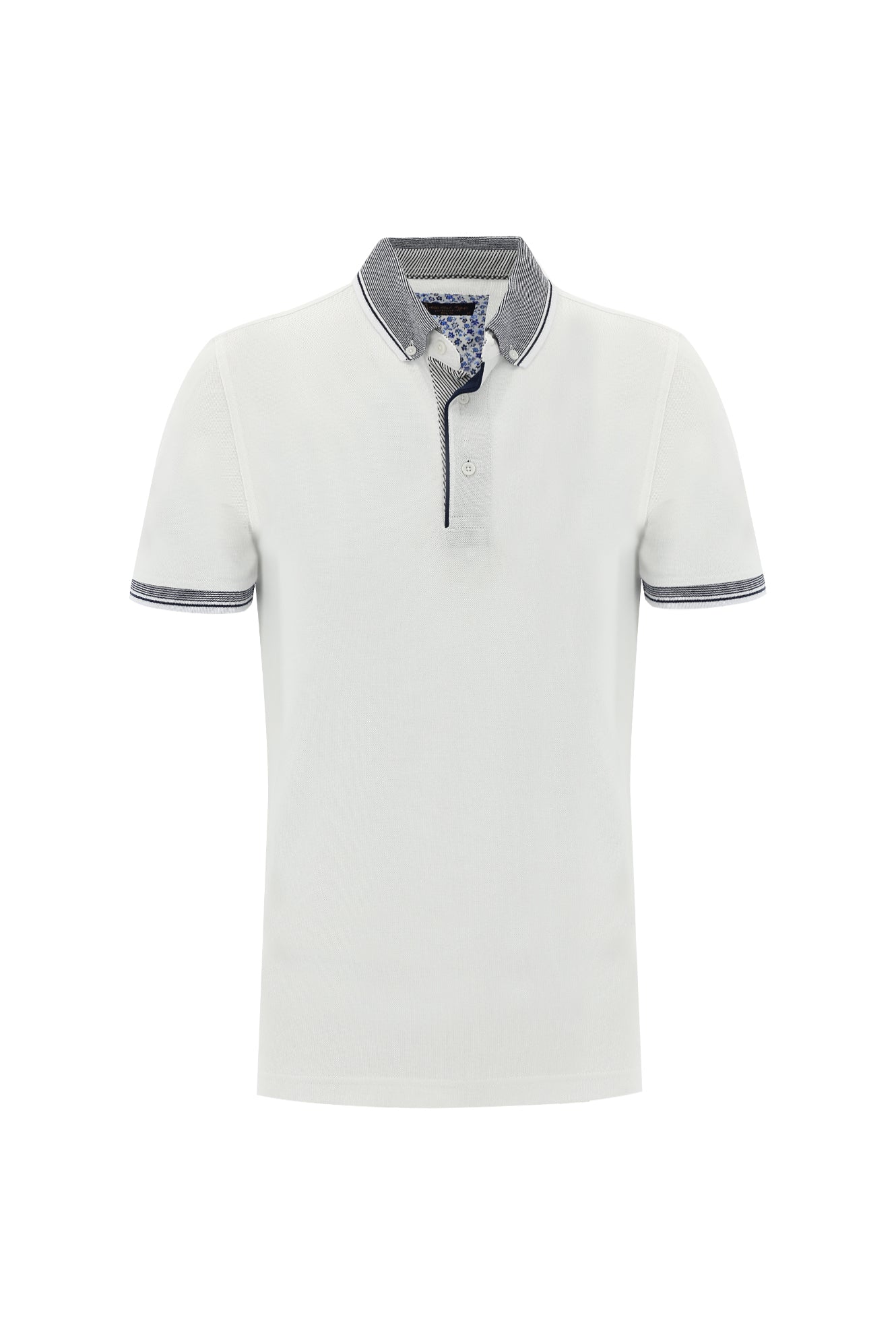 Beyaz Polo Yaka Slim Fit Dar Kesim Pamuk T-shirt