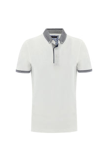 Beyaz Polo Yaka Slim Fit Dar Kesim Pamuk T-shirt