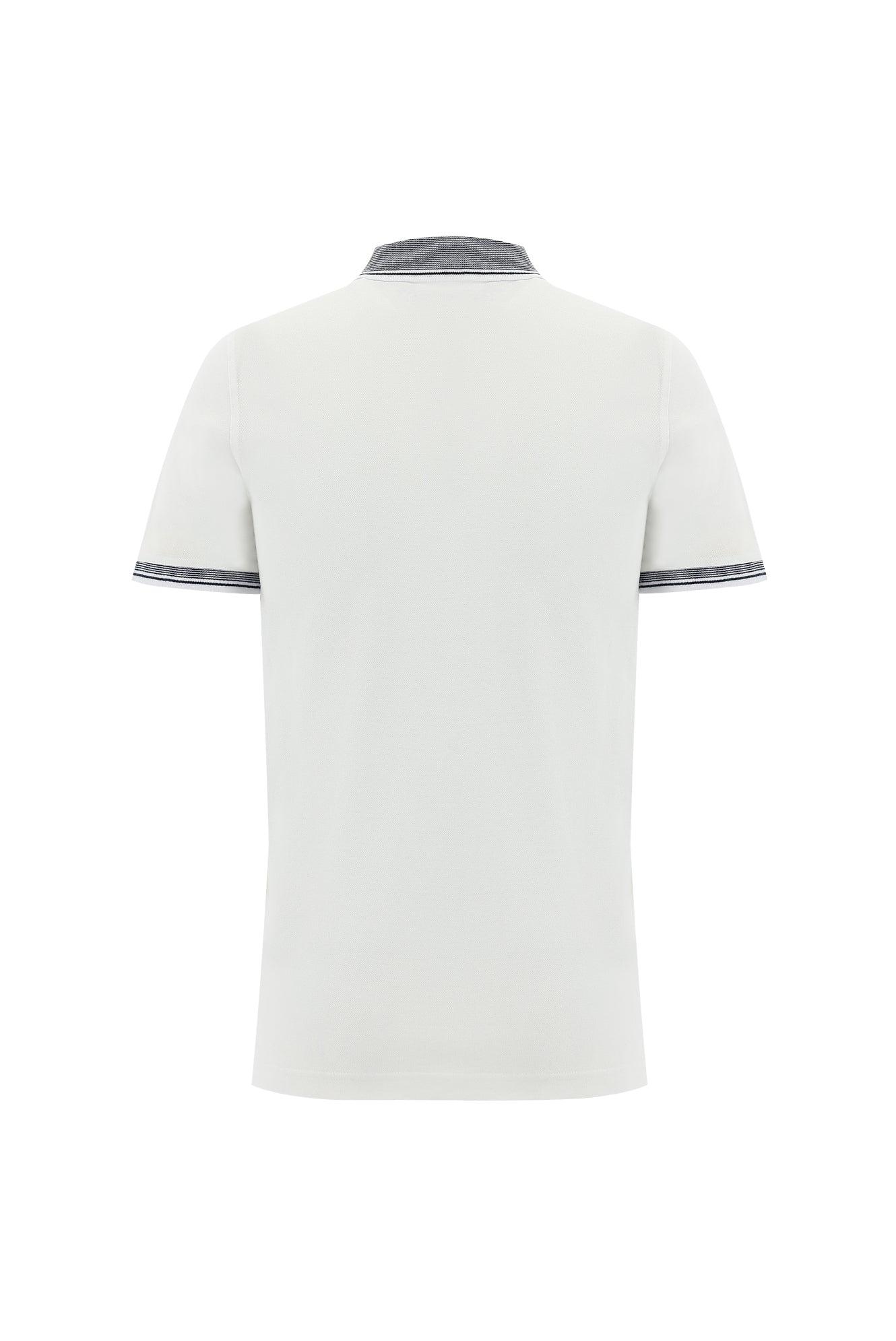 Beyaz Polo Yaka Slim Fit Dar Kesim Pamuk T-shirt