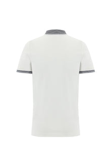 Beyaz Polo Yaka Slim Fit Dar Kesim Pamuk T-shirt