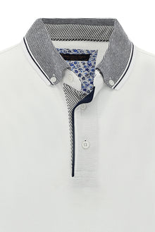 Beyaz Polo Yaka Slim Fit Dar Kesim Pamuk T-shirt