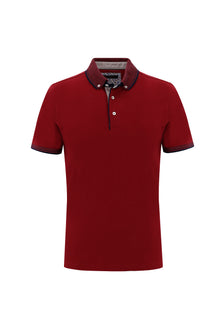 Koyu Kırmızı Polo Yaka Slim Fit Dar Kesim Pamuk T-shirt