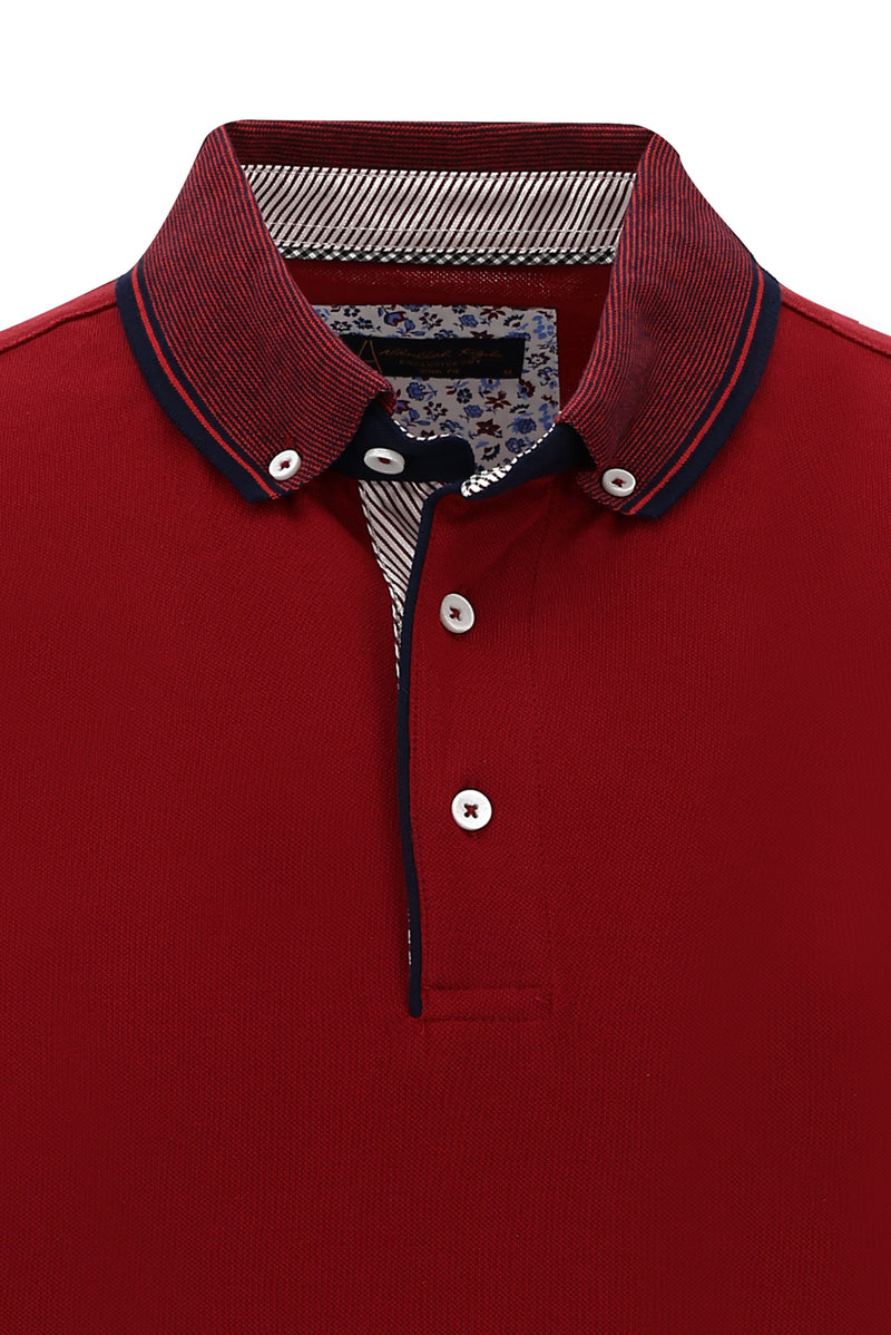 Koyu Kırmızı Polo Yaka Slim Fit Dar Kesim Pamuk T-shirt