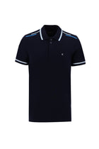 Koyu Lacivert Polo Yaka Slim Fit Dar Kesim Nakışlı Pamuk T-shirt