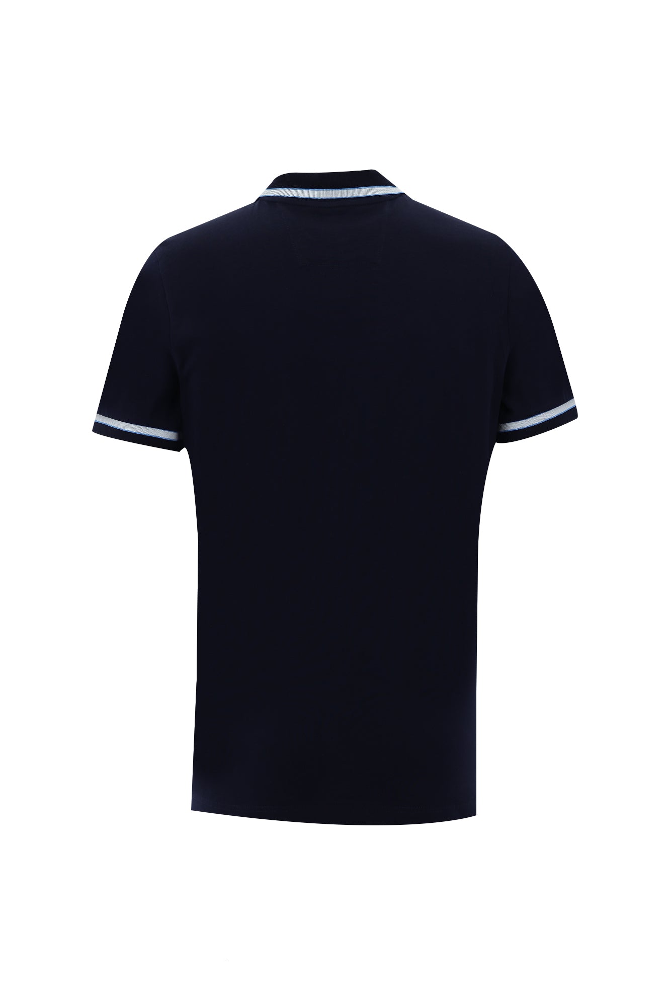 Koyu Lacivert Polo Yaka Slim Fit Dar Kesim Nakışlı Pamuk T-shirt