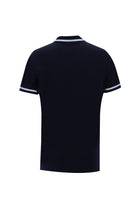 Koyu Lacivert Polo Yaka Slim Fit Dar Kesim Nakışlı Pamuk T-shirt