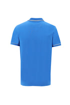 Su Mavisi Polo Yaka Slim Fit Dar Kesim Nakışlı Pamuk T-shirt