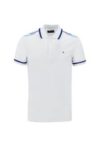 Beyaz Polo Yaka Slim Fit Dar Kesim Nakışlı Pamuk T-shirt