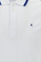 Beyaz Polo Yaka Slim Fit Dar Kesim Nakışlı Pamuk T-shirt