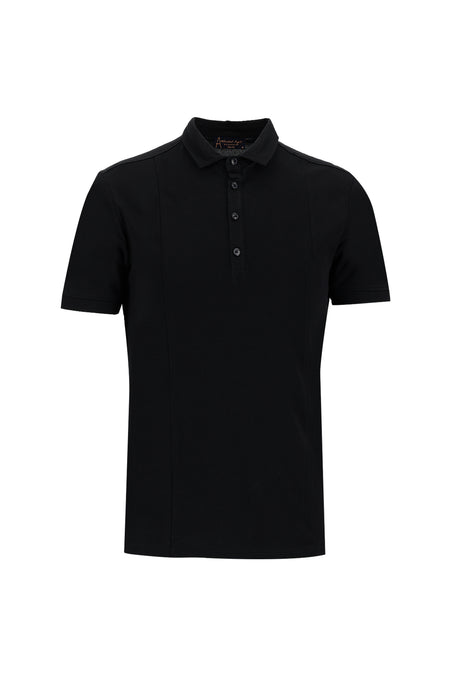 Siyah Polo Yaka Slim Fit Dar Kesim T-shirt