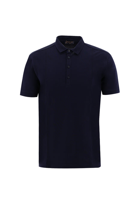 Siyah Lacivert Polo Yaka Slim Fit Dar Kesim T-shirt
