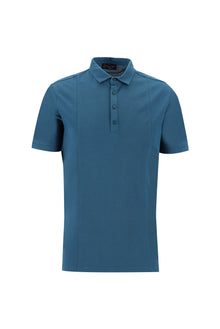 Orta Petrol Polo Yaka Slim Fit Dar Kesim T-shirt