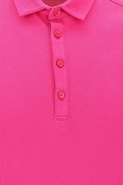 Fuşya Polo Yaka Slim Fit Dar Kesim T-shirt