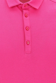 Fuşya Polo Yaka Slim Fit Dar Kesim T-shirt