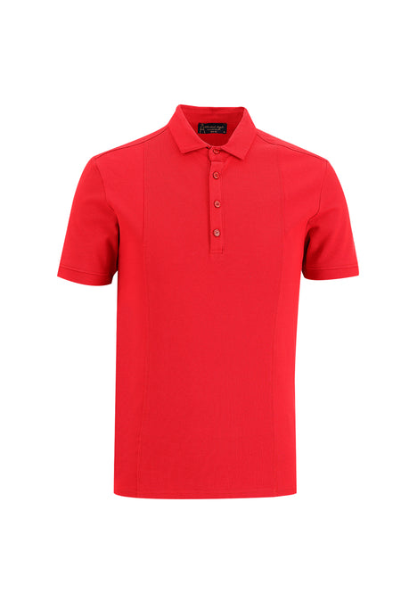 Bayrak Kırmızı Polo Yaka Slim Fit Dar Kesim T-shirt