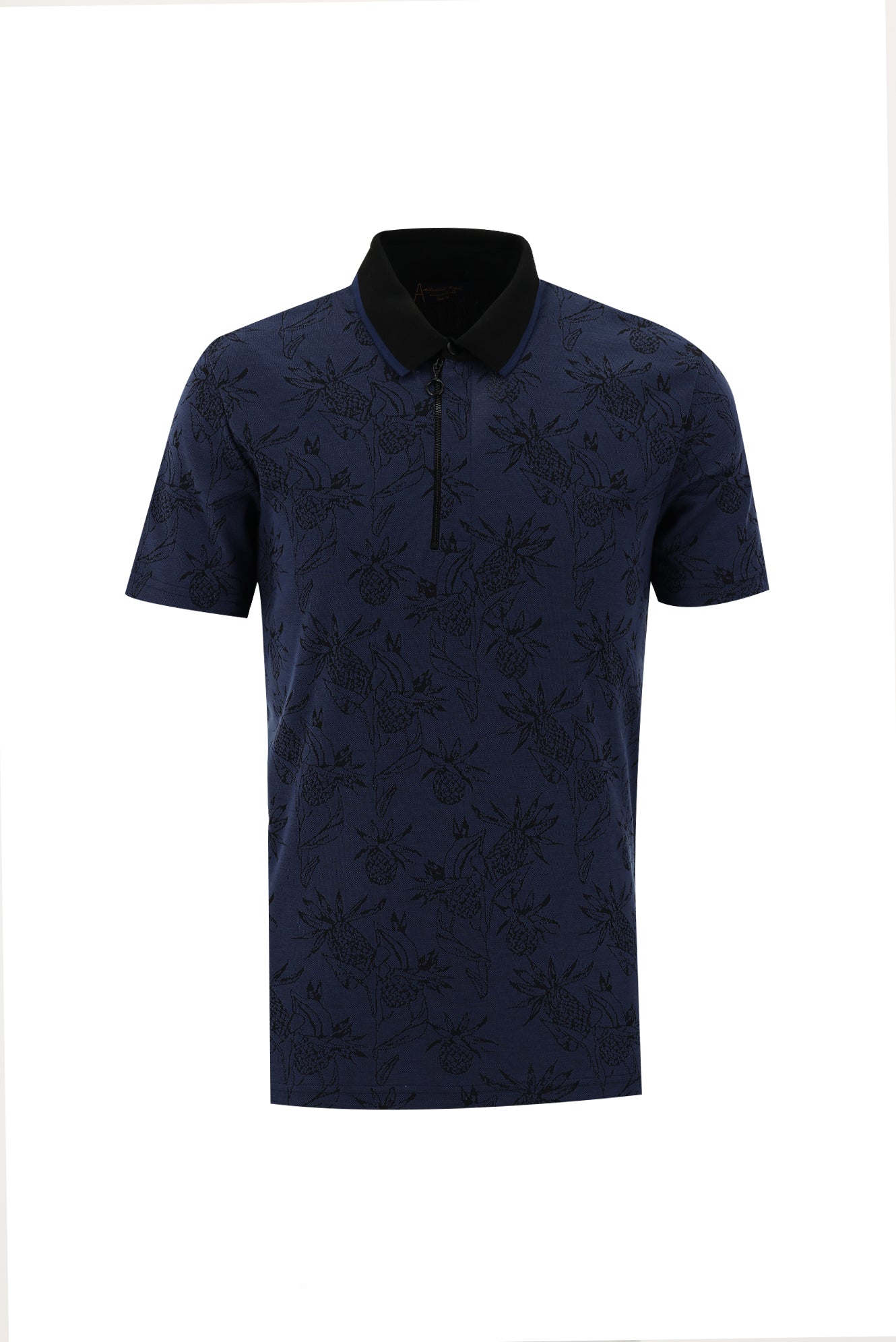 Orta Lacivert Polo Yaka Slim Fit Dar Kesim T-shirt-Abdullah Ki??l?