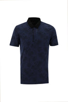 Orta Lacivert Polo Yaka Slim Fit Dar Kesim T-shirt-Abdullah Ki??l?